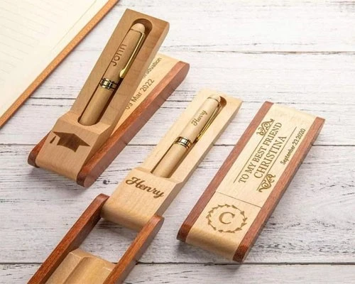 Laser engraving on wooden delicated pens Laser engraving on wooden delicated pens