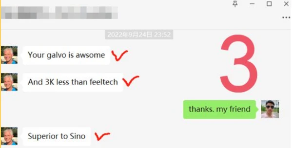 Good customer's feedback about dotslaser machine Good customer's feedback about dotslaser machine